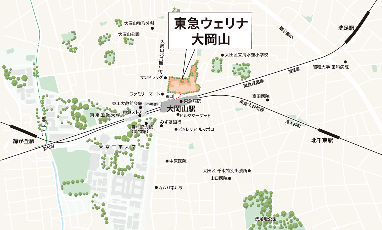 東急ウェリナ大岡山アクセスマップ