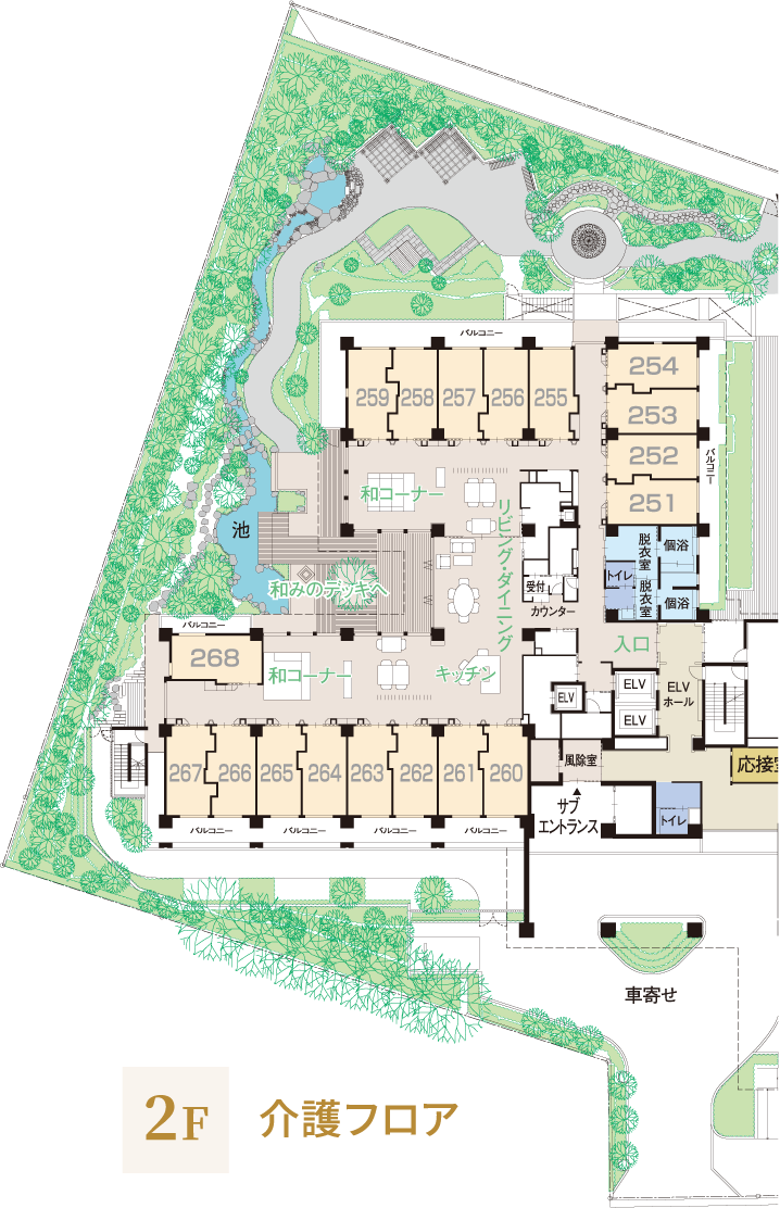 2F 介護フロア間取り図